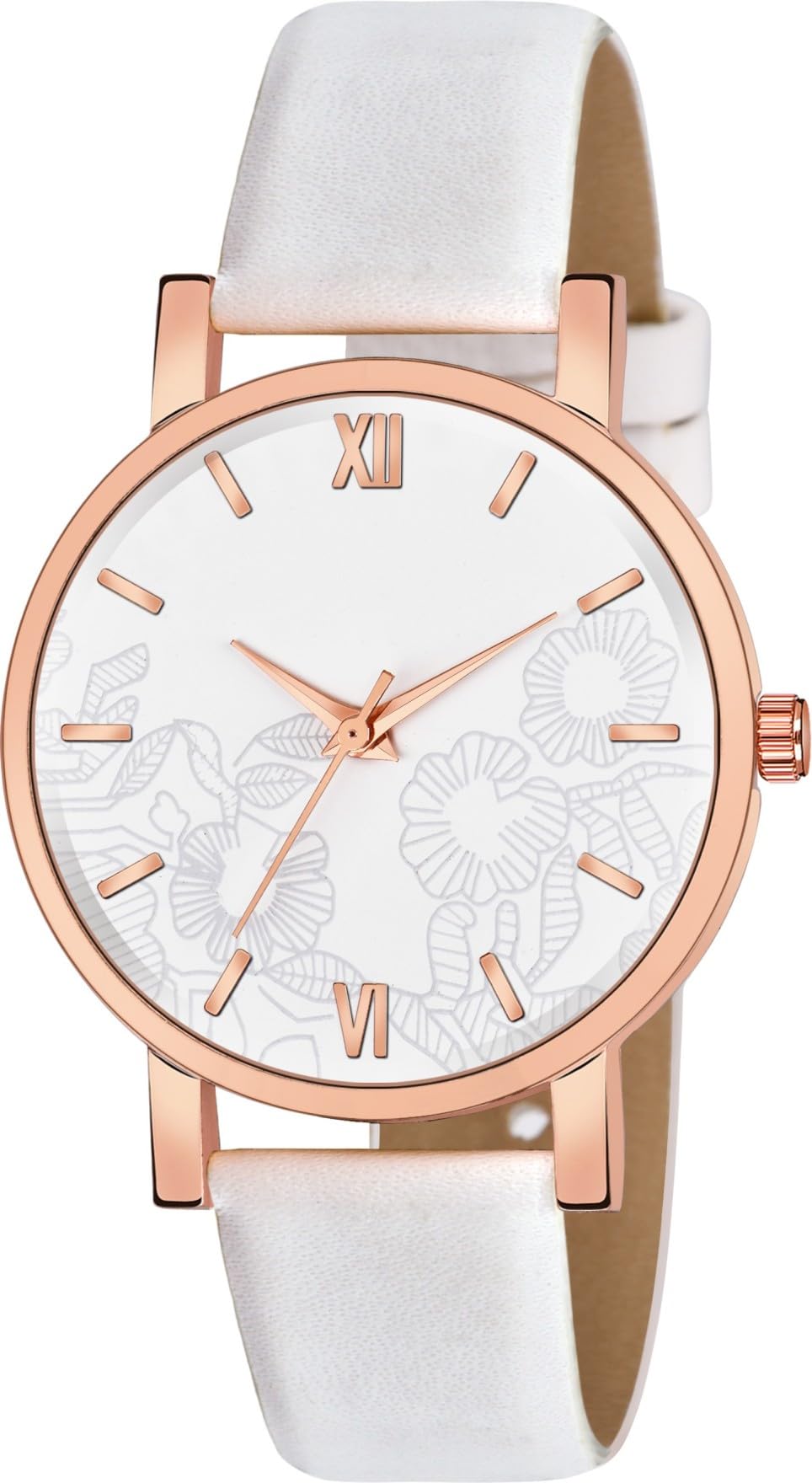 Elegant Talgo Analog Floral White Dial Women's Watch with White Leather Strap - Perfect for Office, Party & Everyday Wear (Pack of 1)