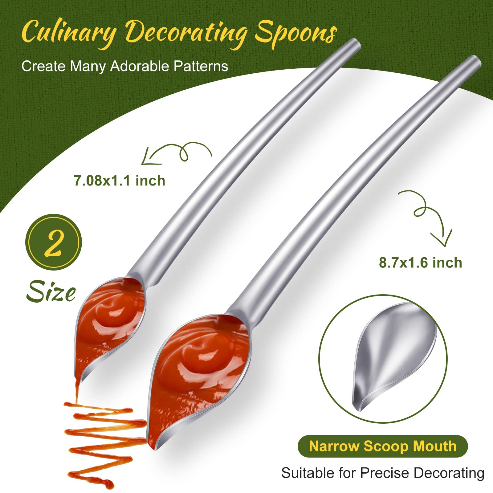 7-Piece Stainless Steel Chocolate Dipping Tools Set - 2 Candy Forks, 2 Ice Cream Scoops & 3 Decorating Spoons for Dessert Making, Cake Decorating & Candy Dipping | Professional Baking & Party Serving Supplies