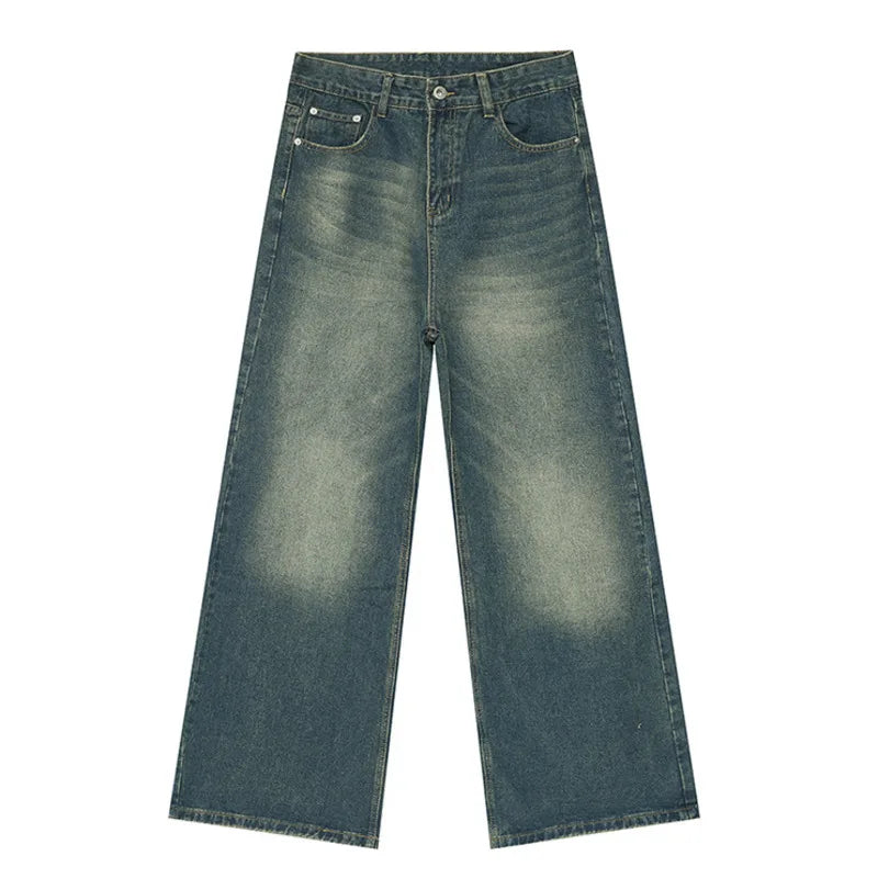 American Style Men's Jeans - Gradient Color Button Pockets Straight Wide Leg Denim Pants for Casual Wear | Spring Fashion Trend | Perfect for Streetwear, Dating & Daily Outfits (Style 9C4510)