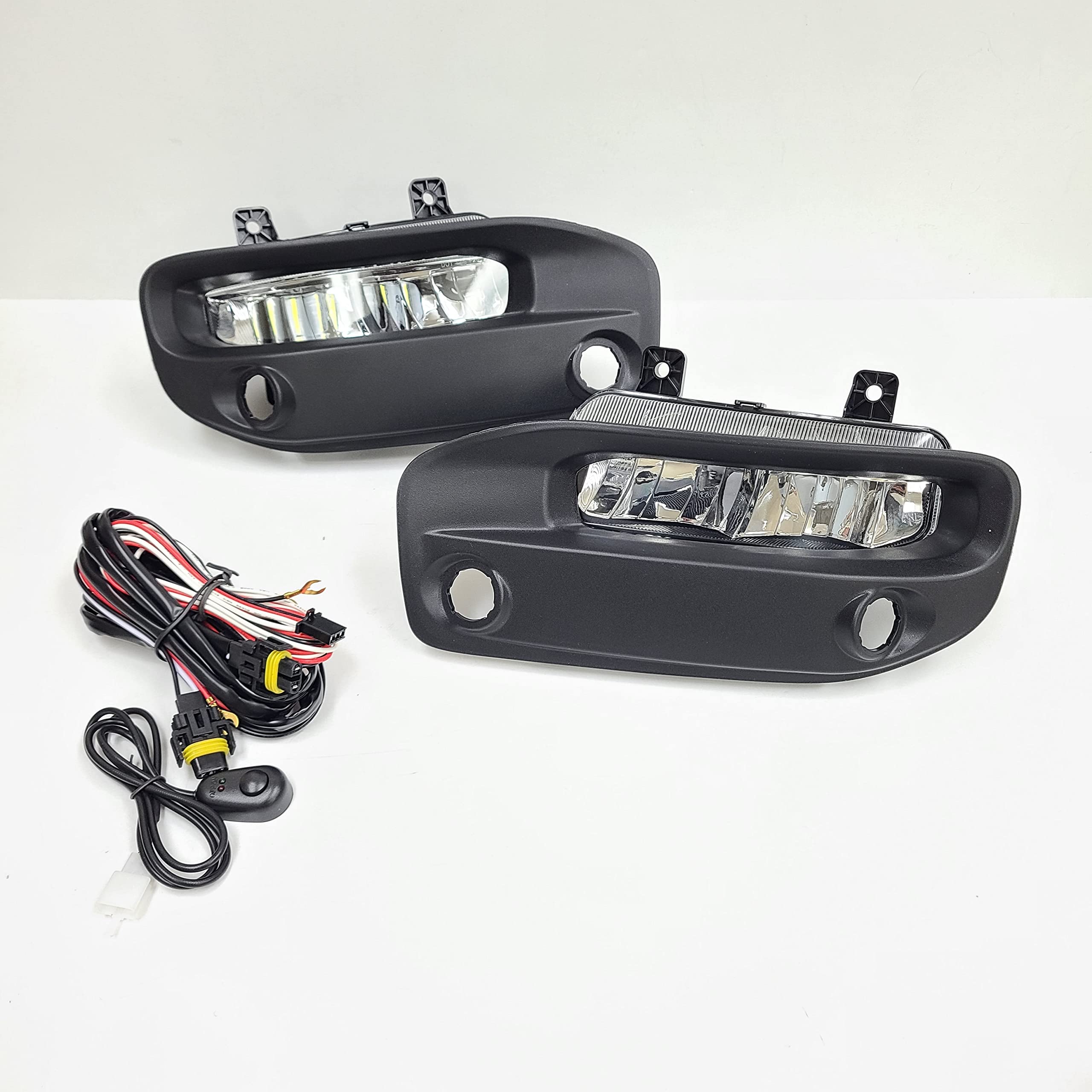 LED Fog Lights Kit for 2019-2024 Ram 2500 3500 - OE Style Clear Lens, Built-In LED, Mounting Brackets & Wiring Harness - Perfect for Off-Roading, Night Driving & Bad Weather Conditions