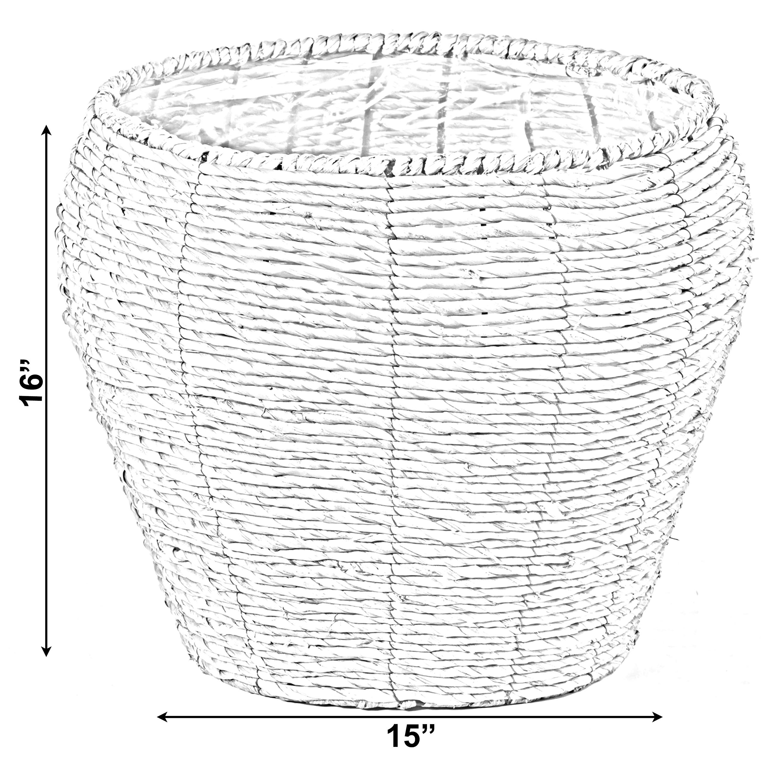 Vintiquewise Large Woven Round Flower Pot Planter Basket with Leak-Proof Plastic Lining - Perfect for Indoor Plants, Home Decor, and Garden Decorations