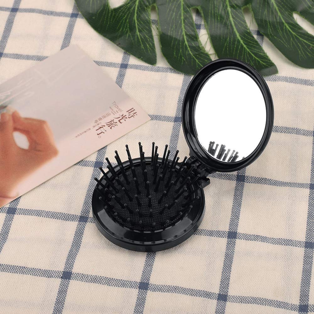 Mini Pocket Folding Hair Brush with Mirror - Travel & Gift Idea