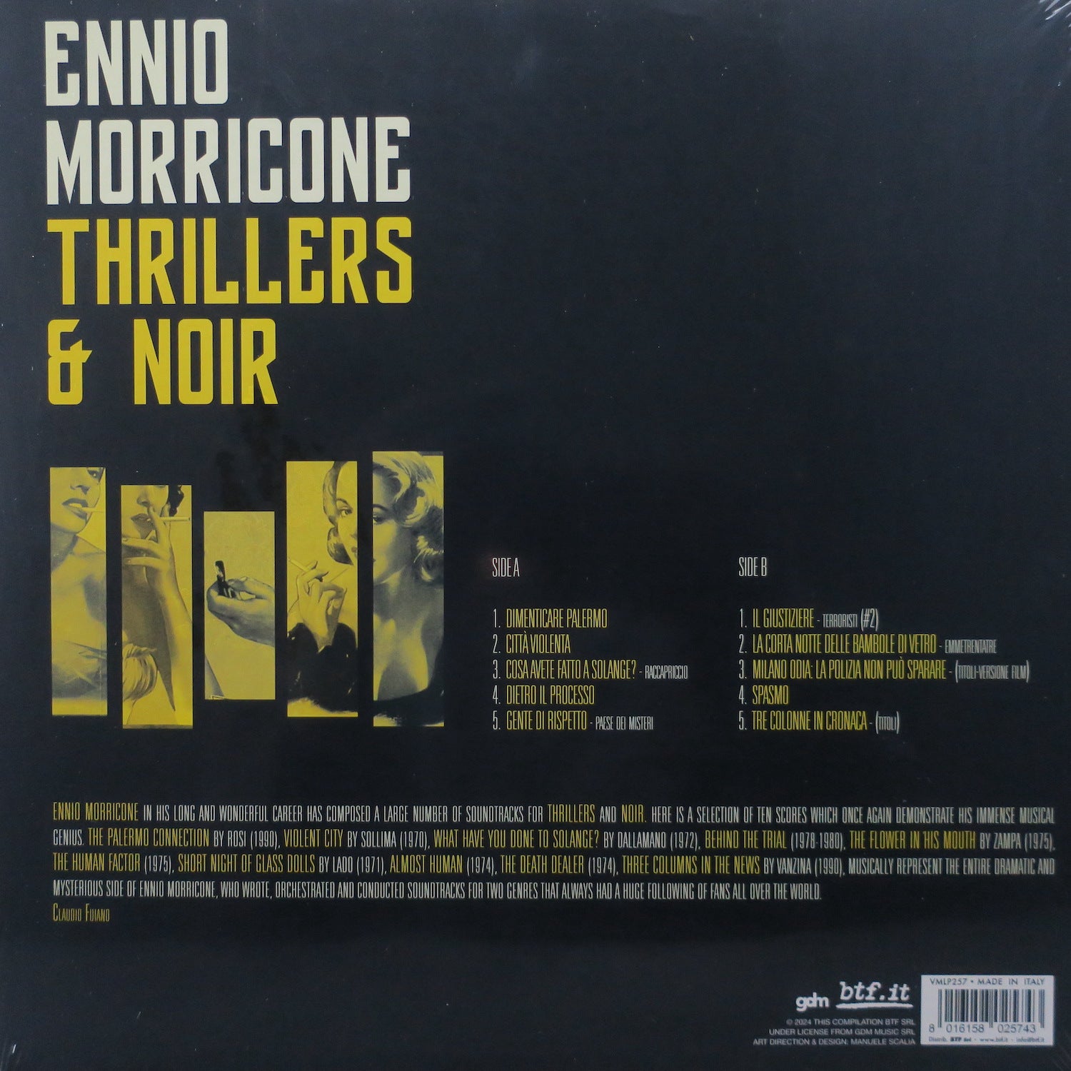 ENNIO MORRICONE 'Thrillers & Noir' YELLOW Vinyl LP Record - Limited Edition Soundtrack for Movie Nights & Music Collectors