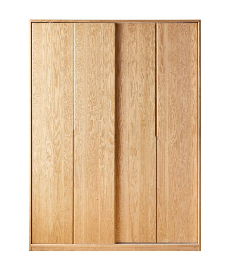 Solid Oak Wood Sliding Door Wardrobe - Durable & Stylish Closet Storage for Bedroom, Living Room, and Office Organization