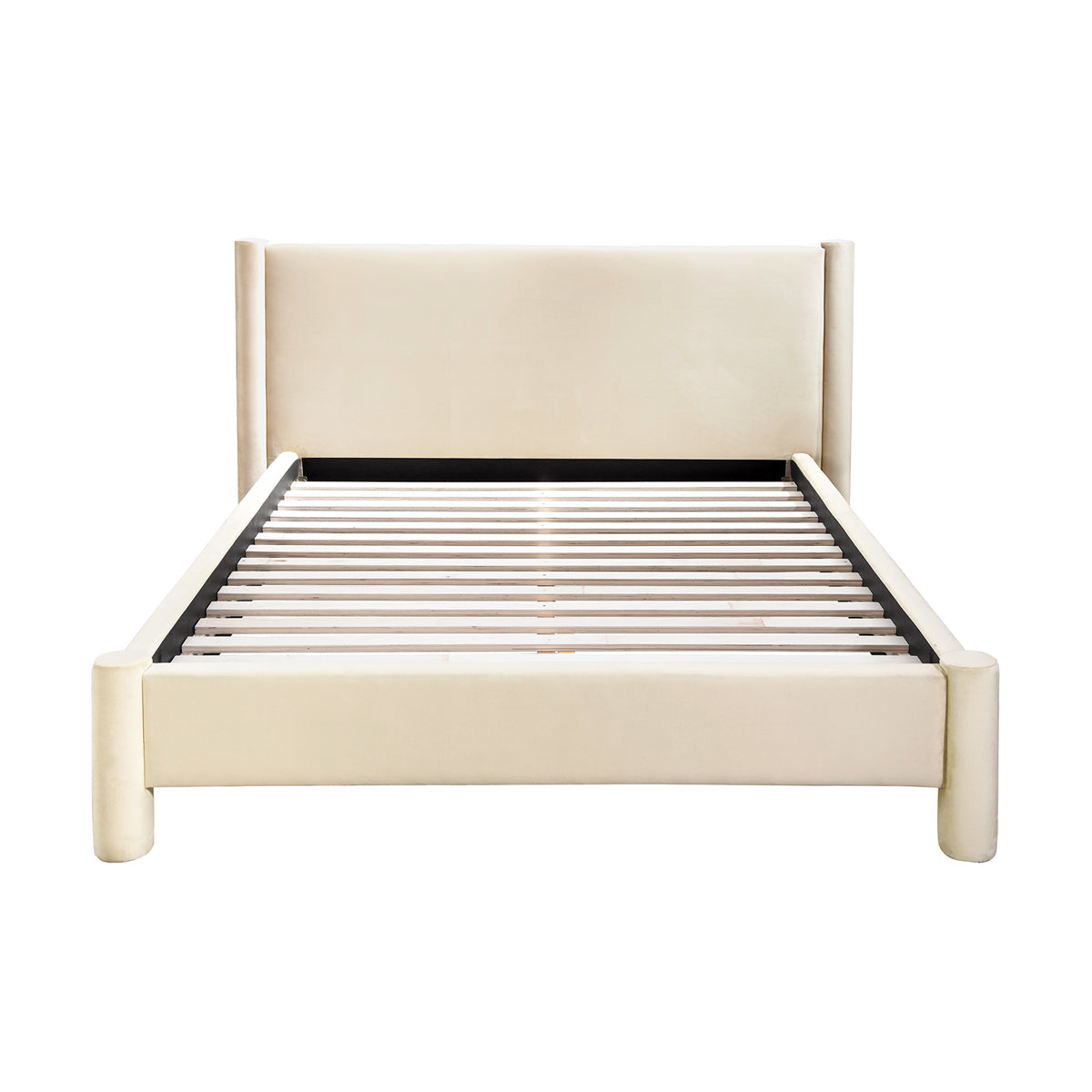 Luxury Estelle Velvet King Size Bed Frame - Soft Desert Velvet Upholstered Headboard - Elegant Bedroom Furniture for Master Suite & Guest Room