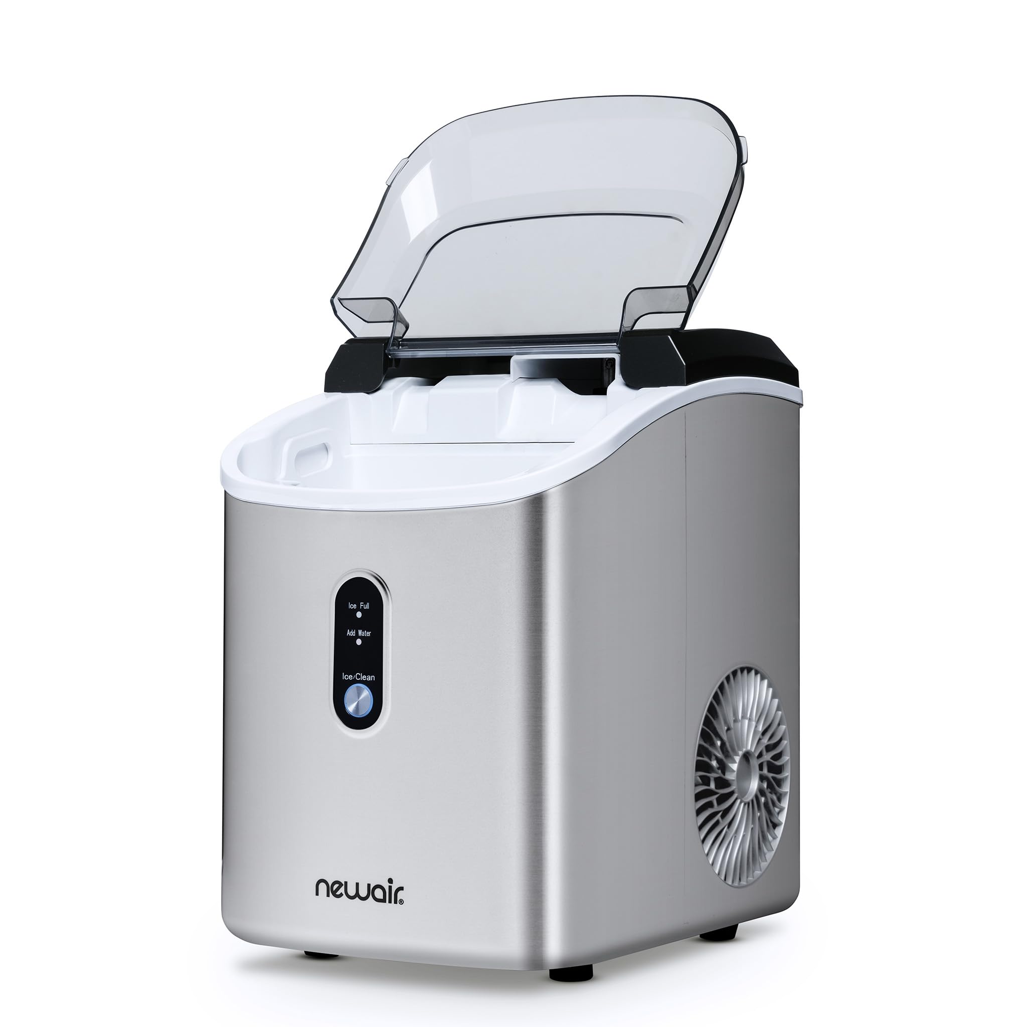 NewAir Nugget Countertop Ice Maker Machine - 26 lbs. Sonic Ice Maker with Self-Cleaning Function & Refillable Water Tank | Stainless Steel Portable Ice Machine for Home, Office, Kitchen, Coffee Bar, Parties & Outdoor Use