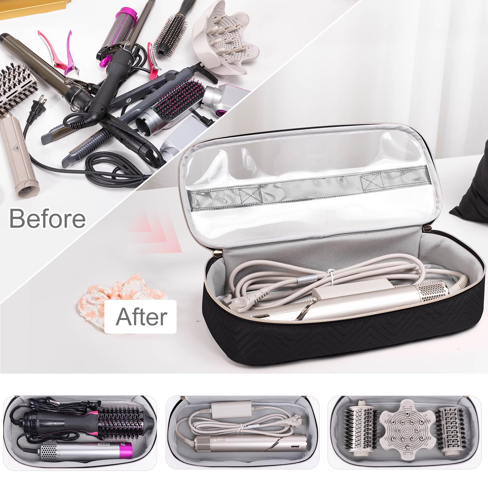 Shark FlexStyle/SmoothStyle Hair Dryer Travel Case - Black Hair Tools Organizer Bag for Flat Iron, Curling Iron & Styling Accessories | Perfect for Travel, Gym & On-the-Go Styling