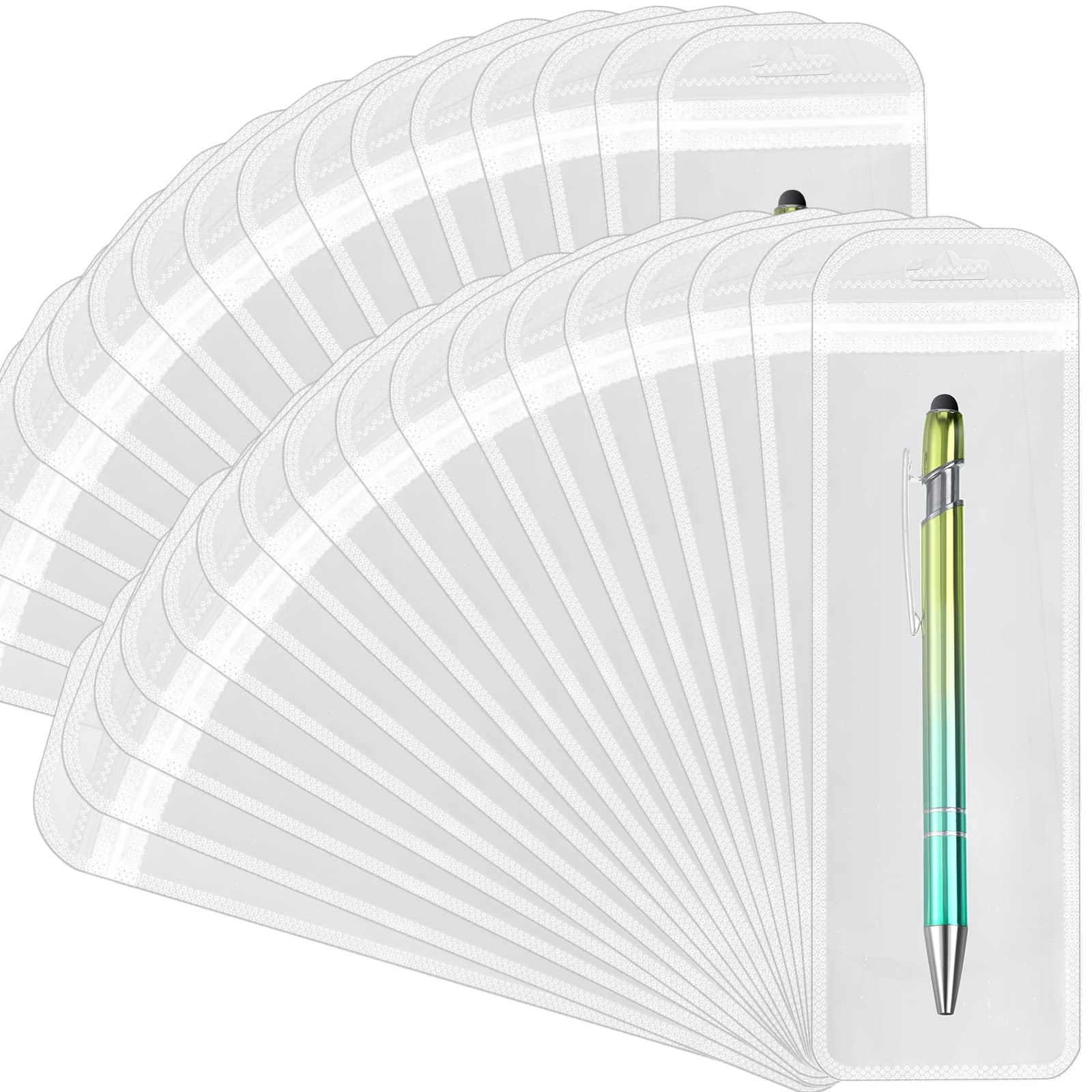 100 Pack Chivao Clear Resealable Zipper Bags 2.8x8.7 Inches - Plastic Storage Pouches for Pens, Jewelry, Party Favors & Small Crafts - Perfect for Organizing, Gifting & DIY Projects