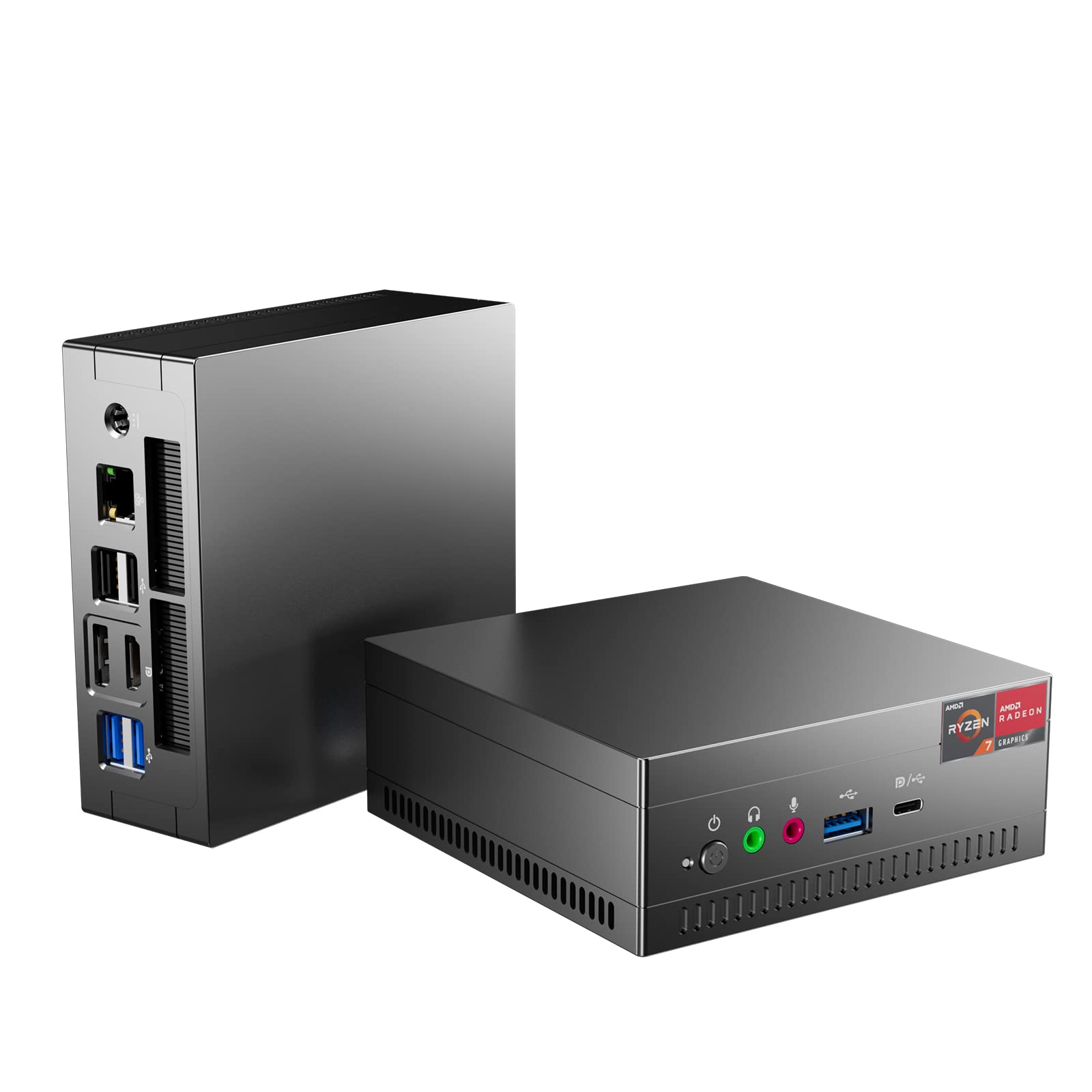 SkyBarium Mini PC AMD Ryzen 7 3750H (2.3GHz up to 4.0GHz) 8GB RAM 256GB SSD, Windows 11 Mini Computer with WiFi 5 & Bluetooth 4.2, 4K@60Hz Triple Display - Perfect for Home Office, Business Work & Gaming