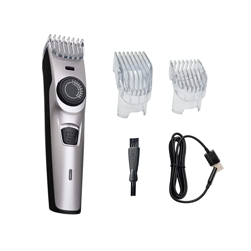 X. Roma Professional Cordless Hair Clippers - Rechargeable Adjustable Hair Trimmer Kit with 2 Attachments & 40 Length Settings for Men's Grooming, Beard & Body Hair Trimming - Silver (Perfect for Home Use & Salon Professionals)