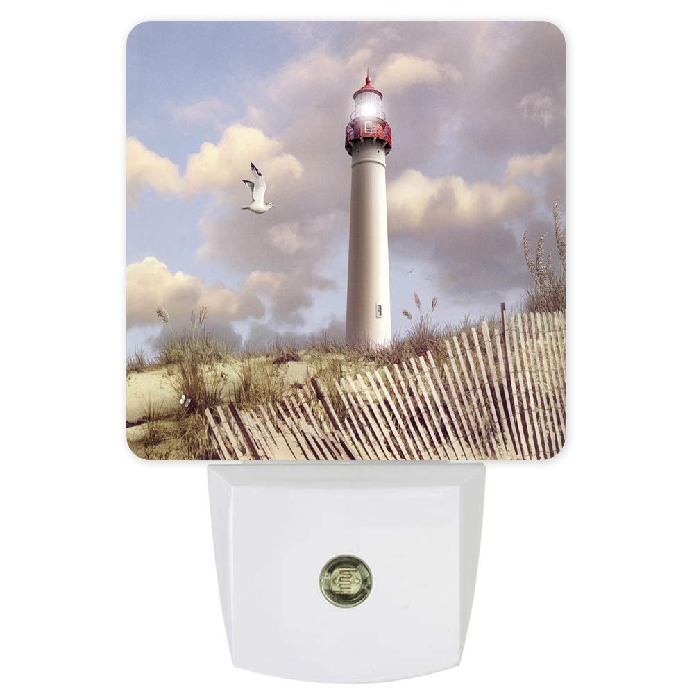 **Dusk-to-Dawn Sensor Night Light for Kids - Lighthouse & Seagulls Scenery LED Lamp, Cool White Plug-in Nightlight for Bedroom, Bathroom, Kitchen, Hallway, Stairs & Toilet | Perfect for Nursery, Kids' Room & Safe Nighttime Navigation**