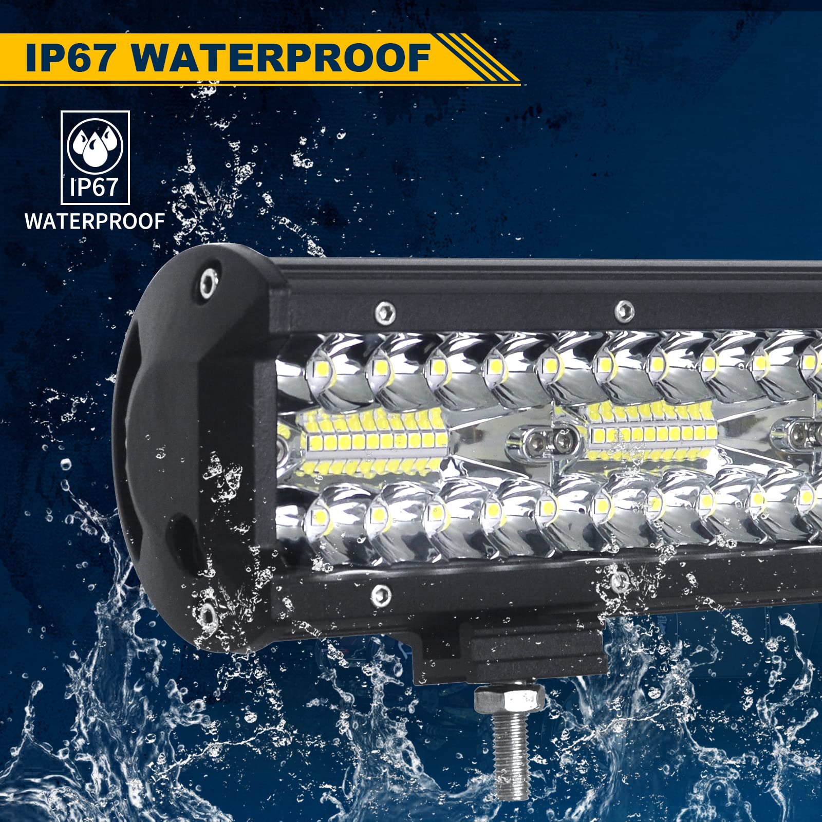 Willpower 17-Inch 46cm 360W LED Light Bar - Triple Row Off-Road Driving Lights with Spot Flood Combo Beam - Waterproof LED Cube Lights for Trucks, ATV, UTV, SUV (12V/24V DC) - Perfect for Night Off-Roading, Camping & Emergency Lighting