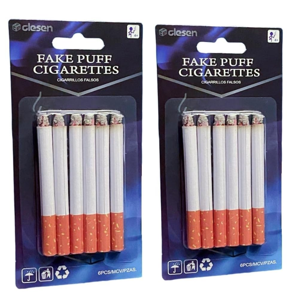 12 Pack of 3.25 Inch Realistic Fake Cigarettes - Durable Faux Cigs for Themed Parties, Halloween Costumes, Theater Performances & Movie Props