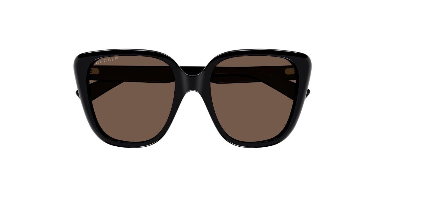 Gucci GG1169S 001 Black/Brown Polarized Oversized Cat Eye Sunglasses for Women - UV Protection, Fashion Accessory for Beach, Driving & Outdoor Activities