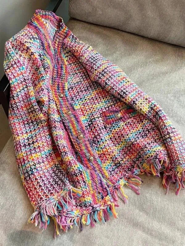 Cozy Lazy Knit Cardigan with Fringe Detail - Soft Oversized Sweater for Women - Perfect for Casual Outfits, Layering & Fall Fashion