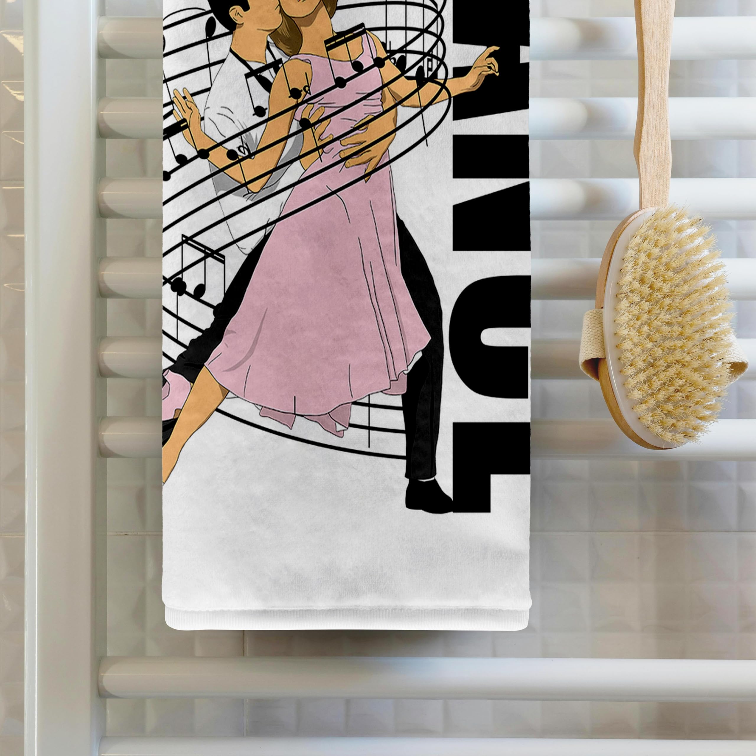 3D Printed Ballroom Dance Towel - Dancing Couple Wrapped in Music Design, 22
