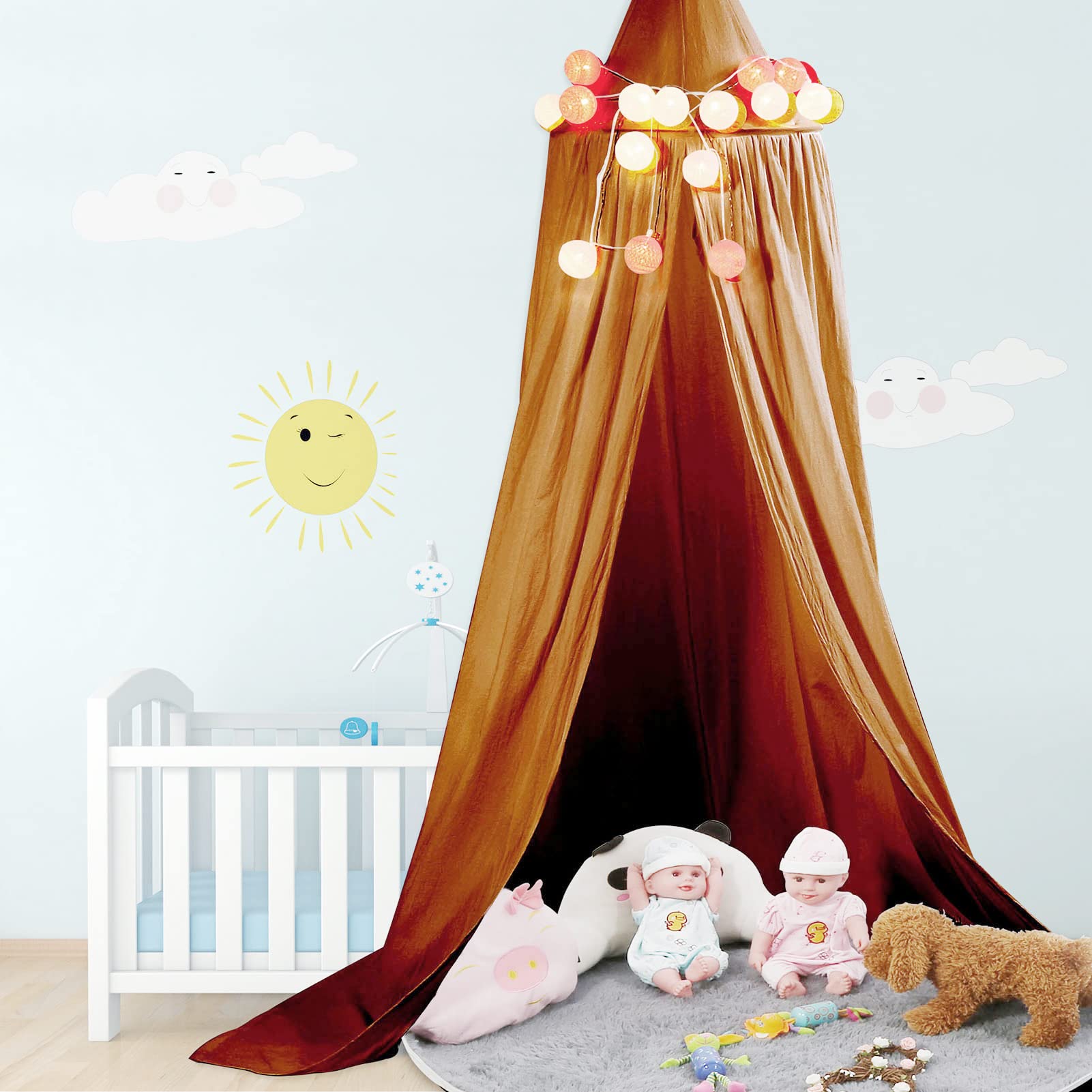 Cotton Kids Bed Canopy - Hanging Net Curtain for Children's Reading Nook, Indoor Bedroom Decor, Princess Canopy Bed, Hammock & Room Corner Decoration (Claybank) | Perfect for Bedrooms, Playrooms & Cozy Reading Spaces