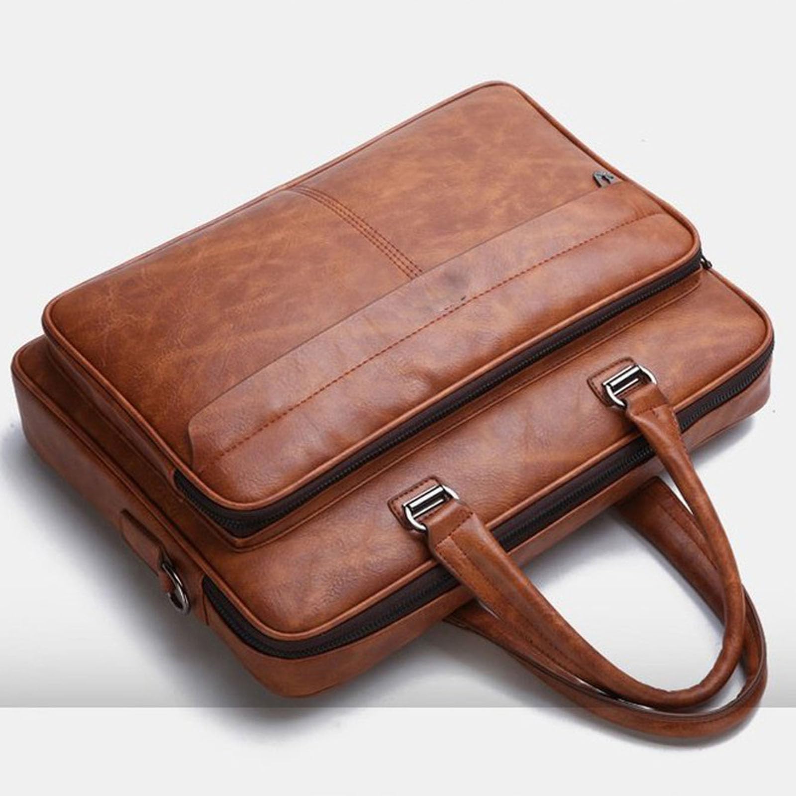 Premium 16.1 Inch Leather Laptop Bag for Men - Convertible Business Briefcase & Crossbody Shoulder Bag for Work, Travel & Daily Commute