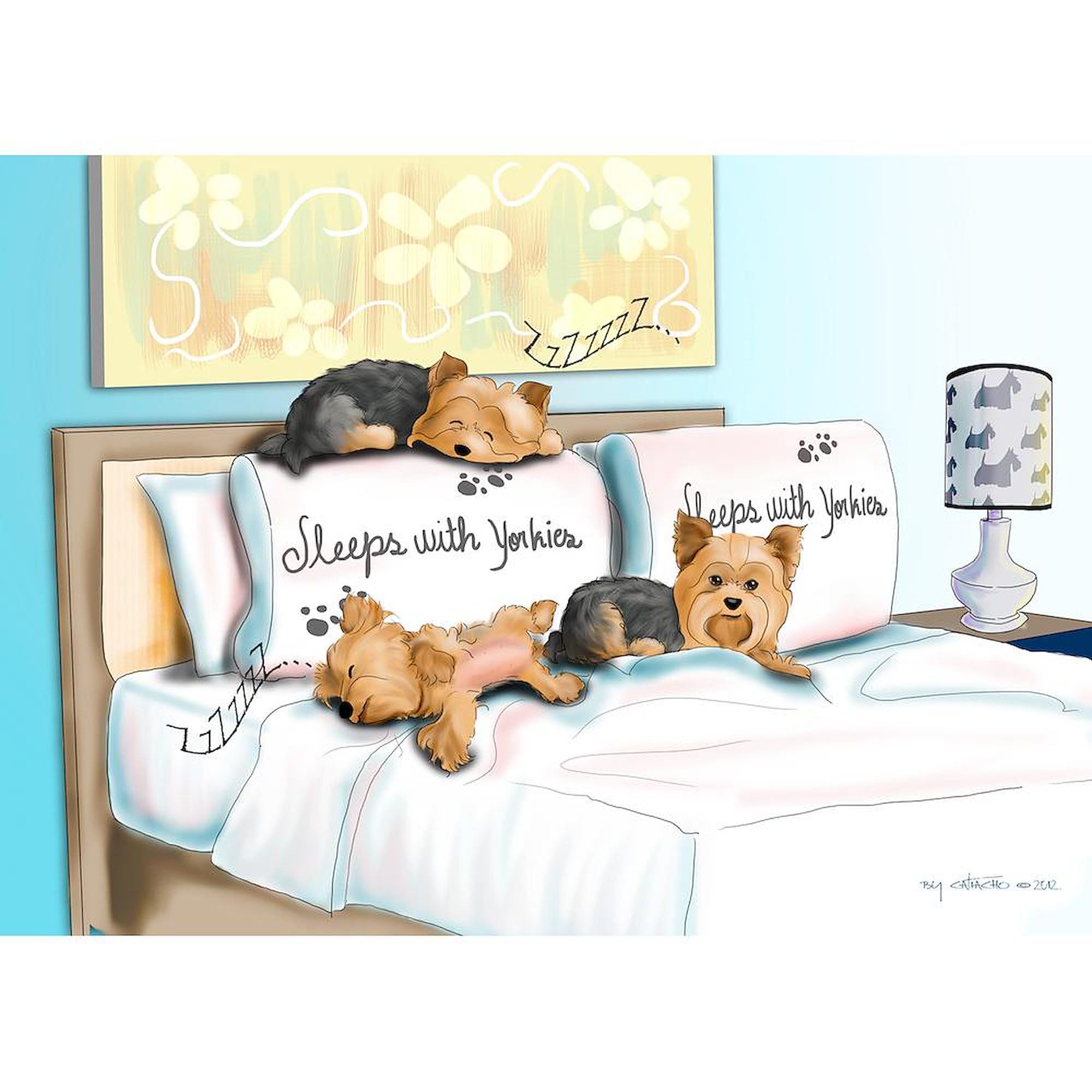 Sleeps With Yorkies 20 oz Ceramic Coffee Mega Mug - Large Insulated Tea Cup for Home, Office & Gifts - Funny Dog Lover's Mug for Coffee, Tea & Hot Beverages