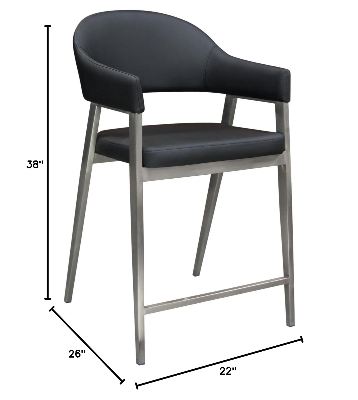 Diamond Sofa Adele Black Counter Stools Set of 2 - Perfect for Kitchen Islands, Breakfast Bars & Modern Dining Areas