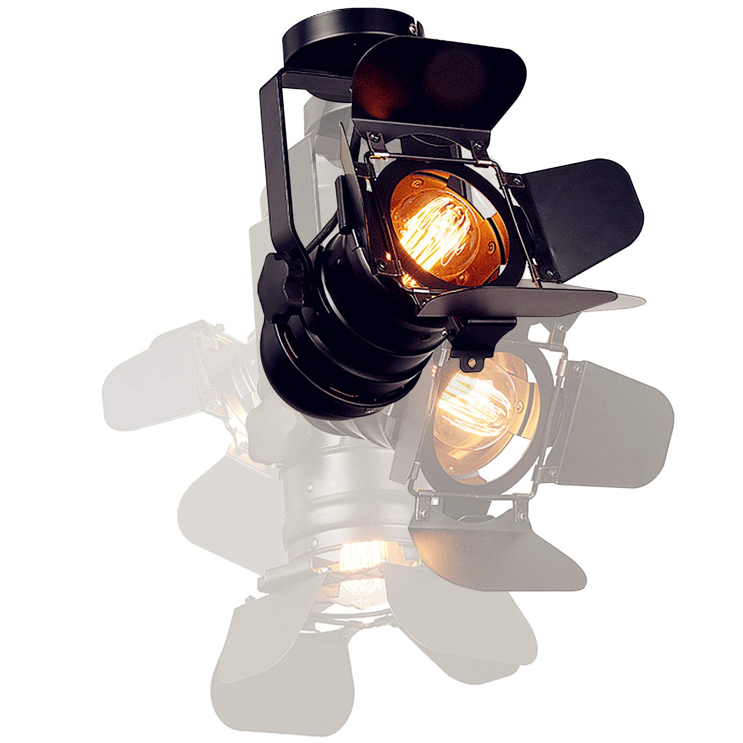 Vintage Industrial Black Semi Flush Mount Ceiling Light - Adjustable Track Lighting Fixture for Loft, Shop & Home Decor - E26 LED Pendant Light (Bulb Not Included) - Perfect for Living Room, Bedroom, Kitchen & Office Lighting
