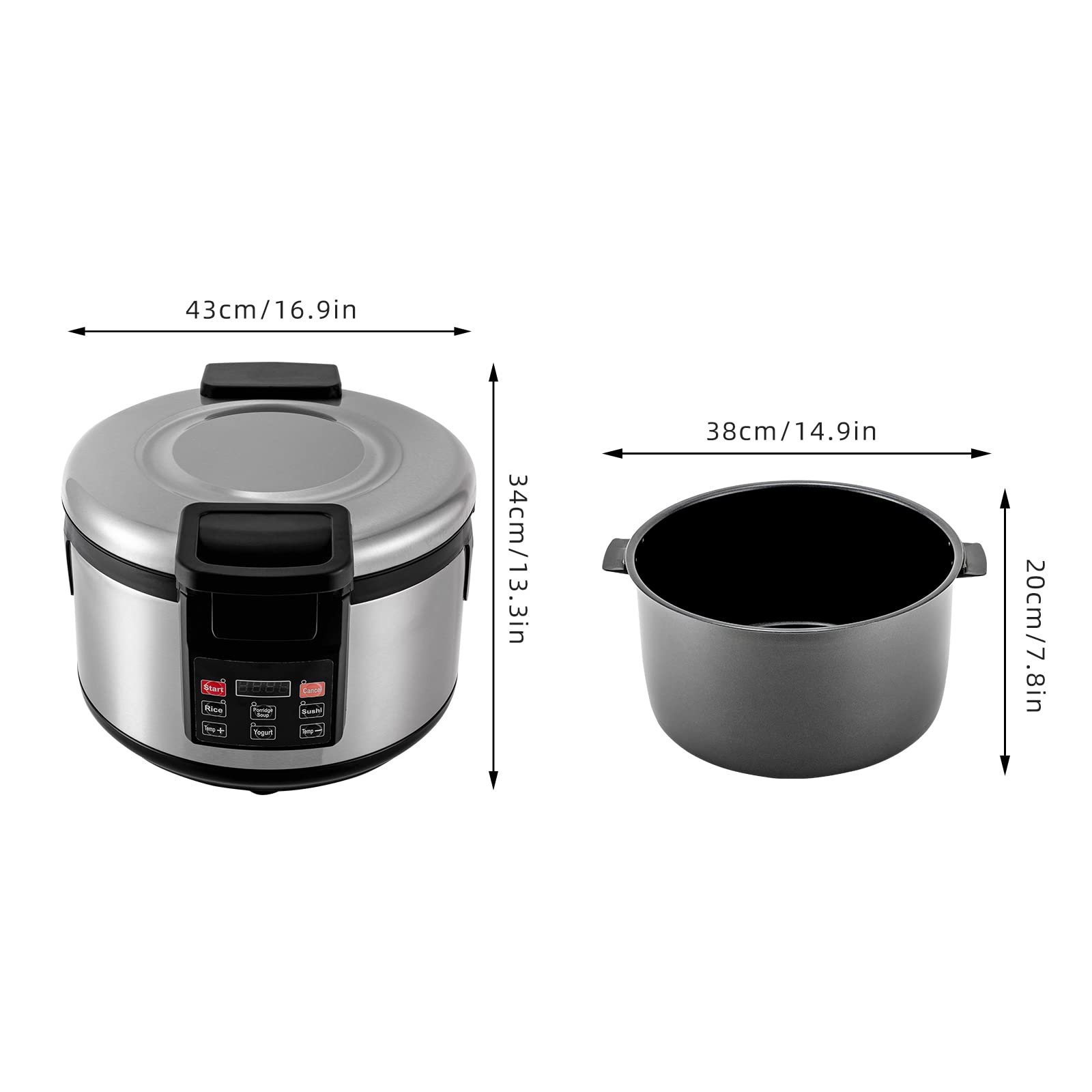 Commercial Rice Warmer with Stainless Steel Exterior & Non-Stick Pot - 20QT (19L) Adjustable Temperature Food Warmer for Restaurants, Catering, Buffets & Parties (Warming Only, Not a Cooker) - Perfect for Keeping Rice, Soups, and Side Dishes Warm During Events