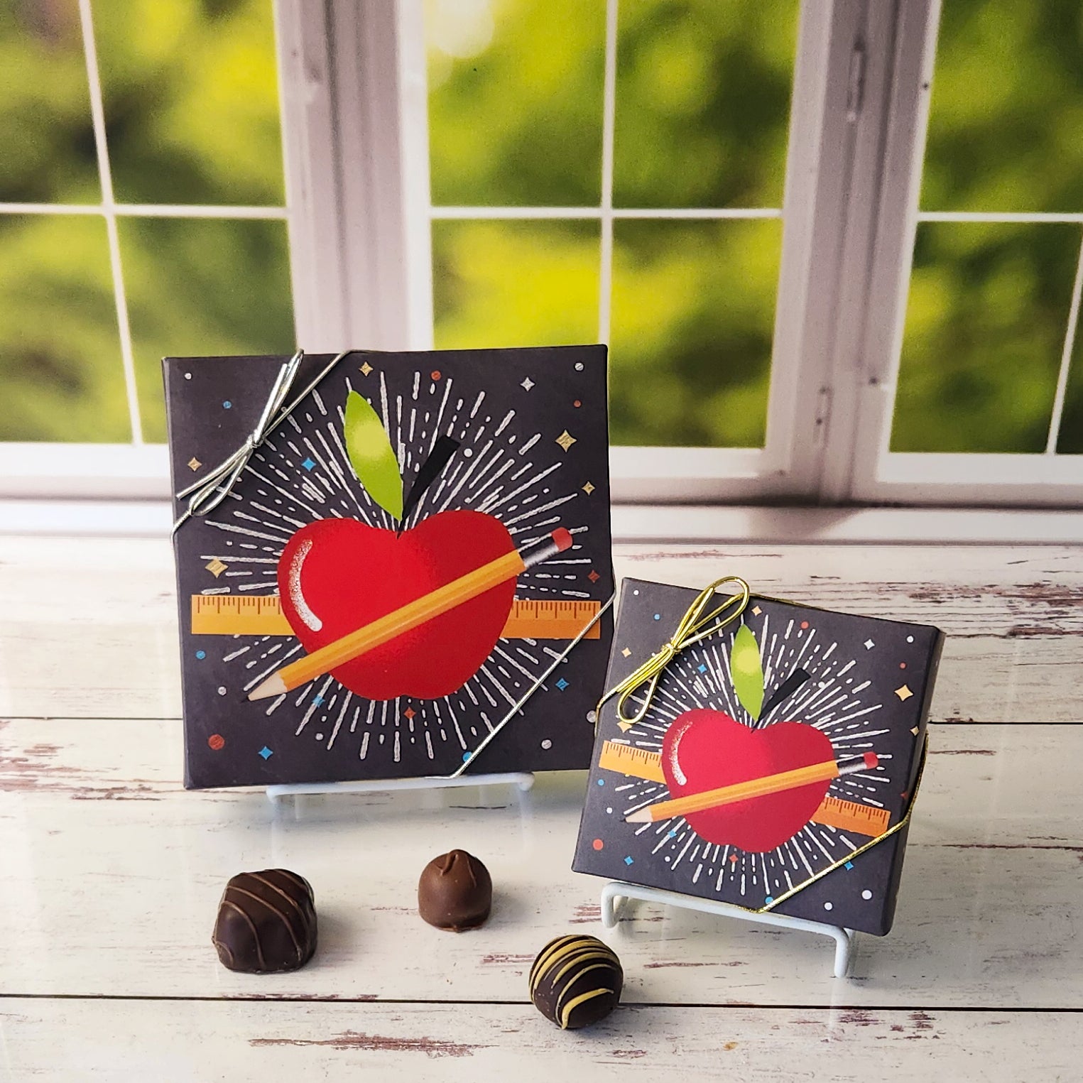 Apple and Ruler Themed Gift Box with Assorted School Supplies - Perfect for Teacher Appreciation, Back to School, and Classroom Rewards
