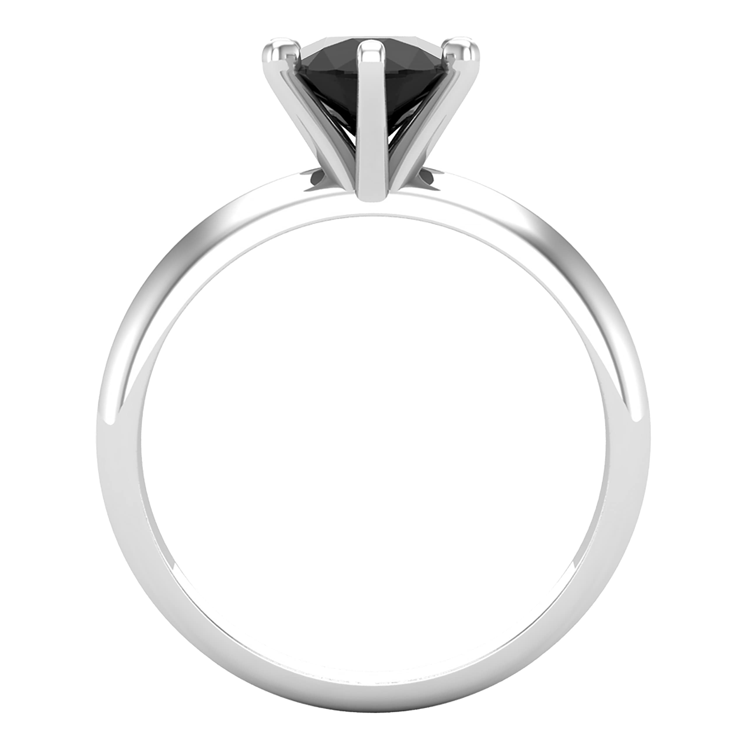 18K White Gold Round Black Diamond Solitaire Engagement Ring for Women - Dazzlingrock Collection | Perfect for Proposals, Anniversaries & Special Occasions