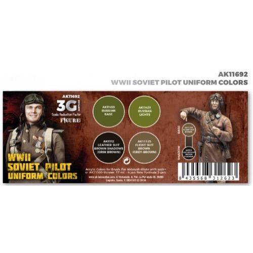 AK Interactive AK11692 Air Series WWII Soviet Uniform Colors (3rd Gen) - Scale Model Paint Set for Historical Military Miniatures & Dioramas