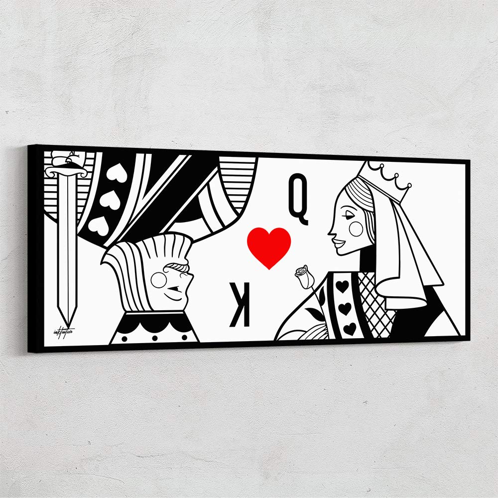 Inktuitive 'Royal Romance' King & Queen Playing Cards Canvas Wall Art Print - Motivational Décor for Bedroom, Living Room & Office - 24 x 10 Inches - Perfect for Home, Office & Gift Giving
