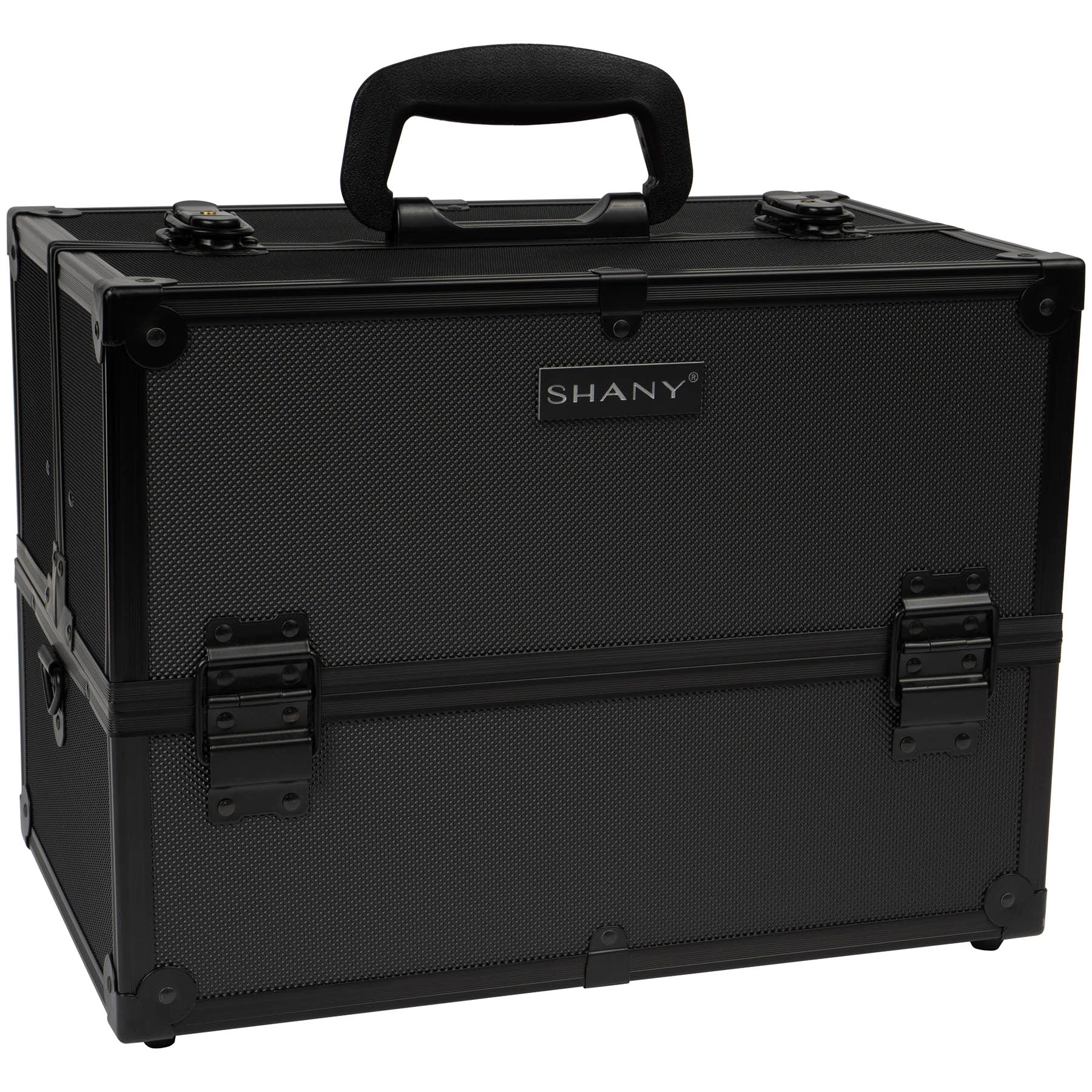 Professional Makeup Train Case with Shoulder Strap & Secure Locks - Portable Cosmetic Organizer for Travel, Salon, and Makeup Artists