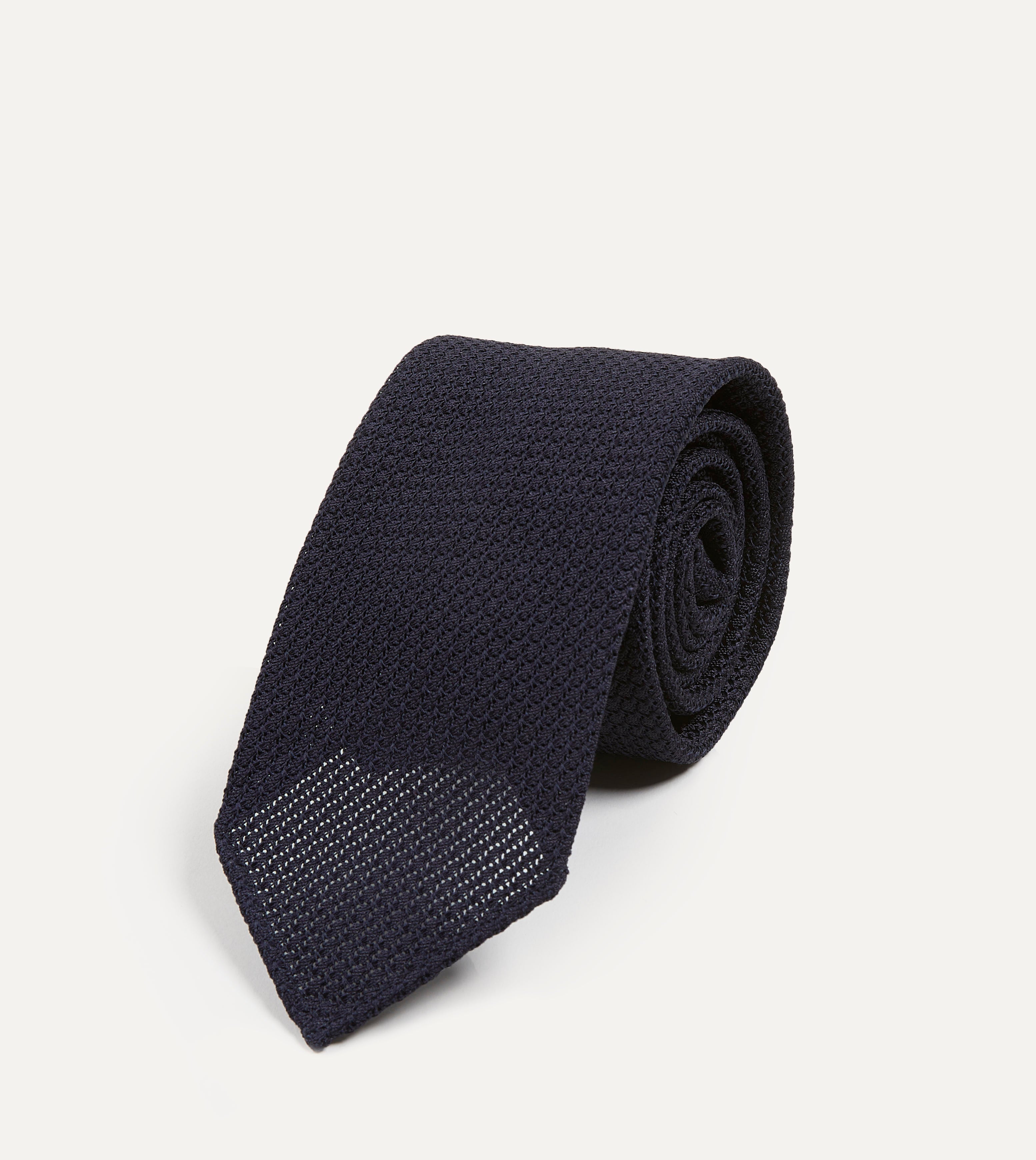 Premium Dark Navy Hand-Rolled Silk Grenadine Tie for Men - Elegant Formal Necktie for Weddings, Business & Special Occasions