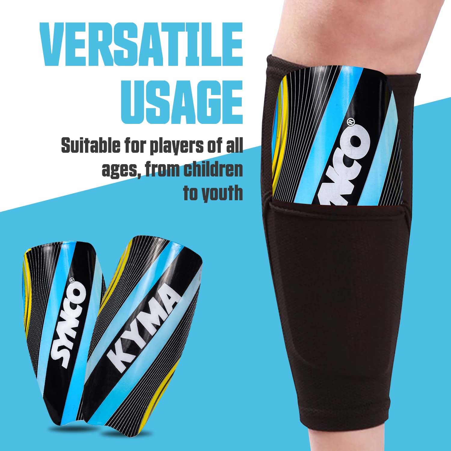 Synco Kyma Slip-in Football Shin Guards - Medium Size for Youth & Adults | Lightweight & Comfortable for Training & Matches | Perfect for Soccer Players Seeking Extra Protection