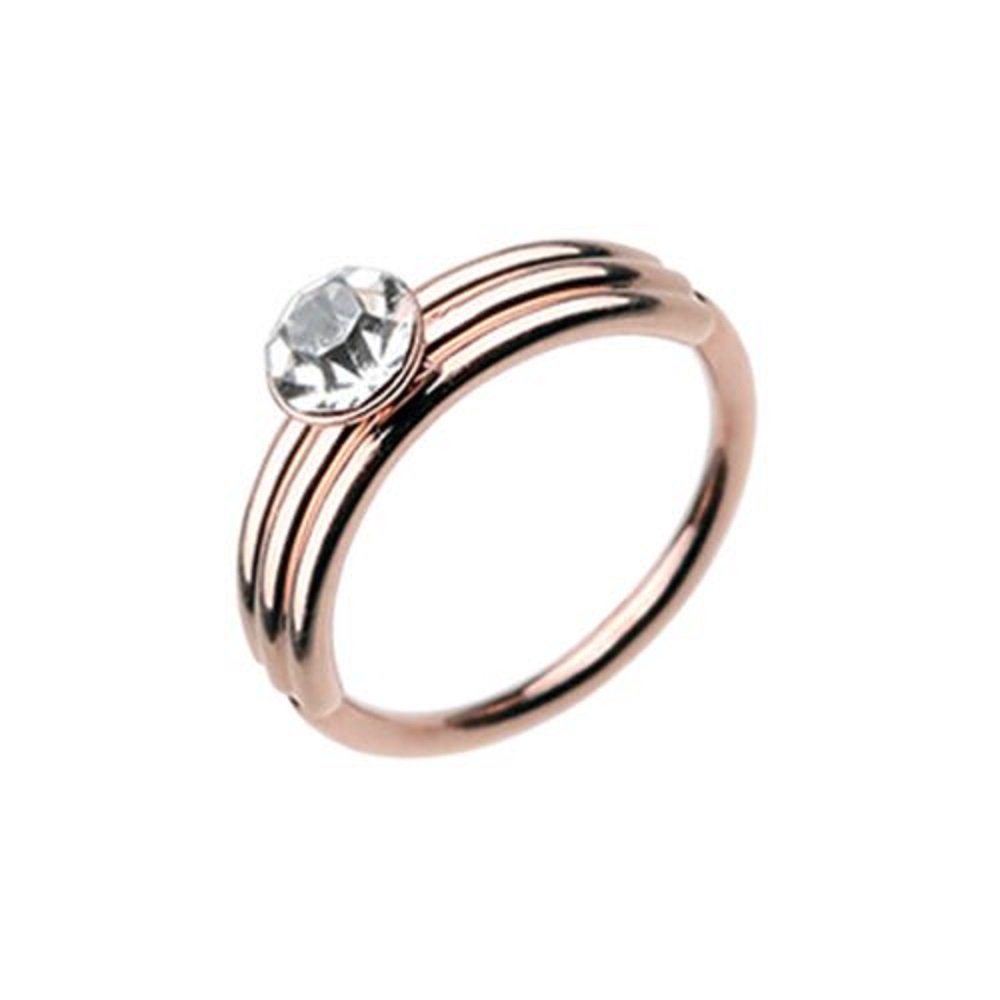 Rose Gold Three Row Gemmed Steel Bendable WildKlass Nose Hoop - Elegant Nose Ring for Women, Adjustable Nose Stud for Daily Wear or Special Occasions