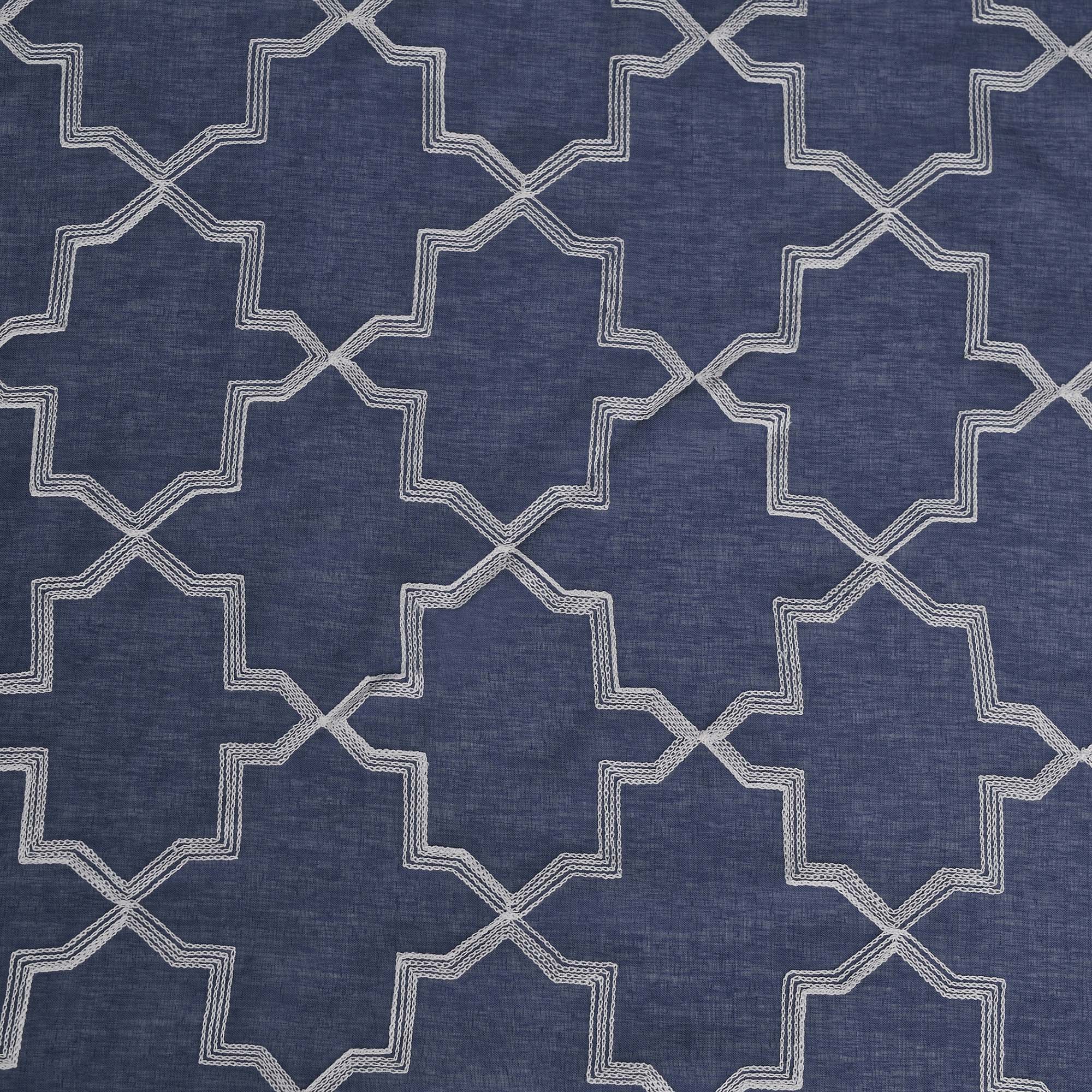 Embroidered Quatrefoil Sheer Grommet Curtain Set - Elegant Window Treatment for Living Room, Bedroom & Dining Room