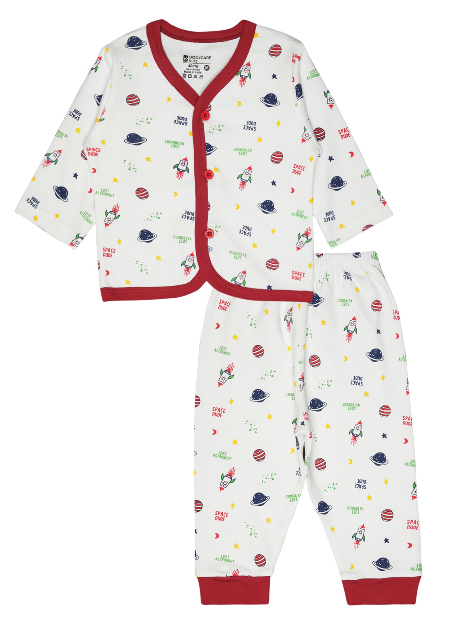 BODYCARE Unisex Baby Cotton Blend Top & Pajama Set - Soft White Outfit for Newborns & Infants | Perfect for Playtime, Sleepwear & Photo Shoots