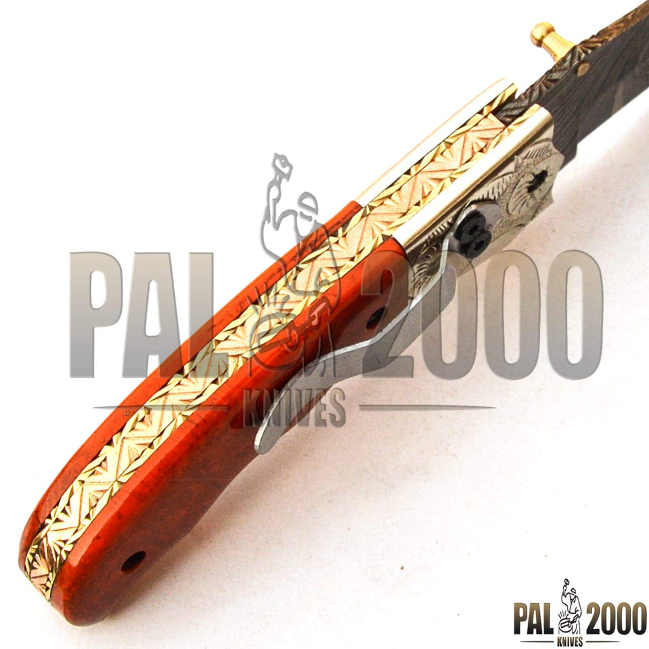 Handmade Damascus Steel 8-Inch Folding Pocket Knife - PAL 2000 KNIVES POC-9612 - Perfect for Camping, Hiking, and Outdoor Survival Gear