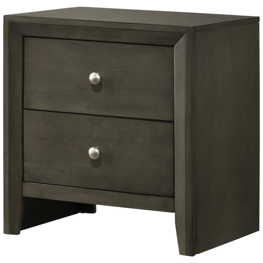 HuaZo Queen Size Bed Frame with Ilana Nightstand Set - Gray Finish (22