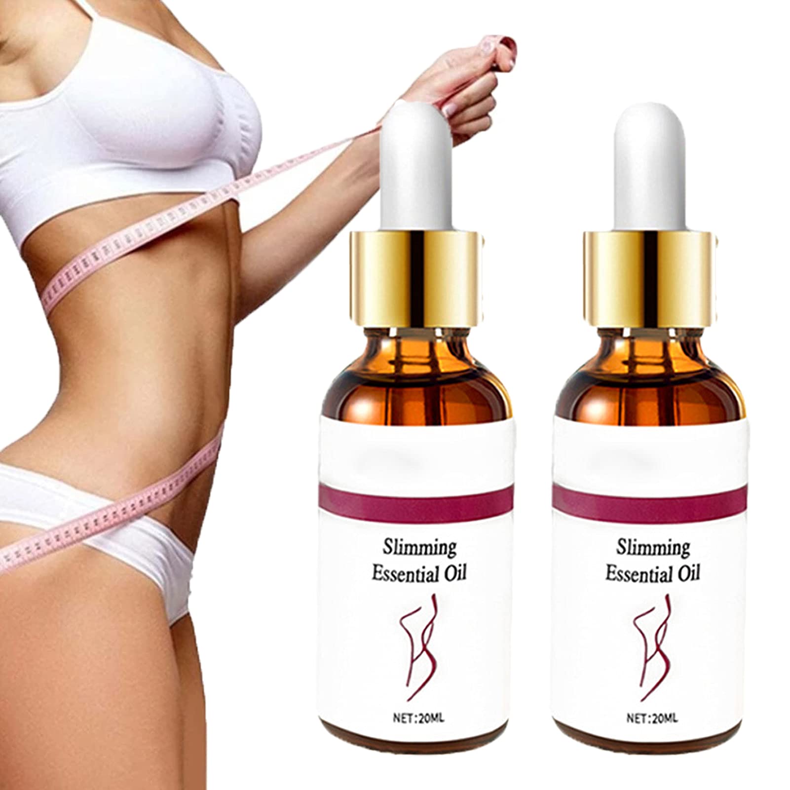 Belly Slimming Massage Oil - Fat Burning & Cellulite Treatment for Thighs, Buttocks & Abdomen | Firming & Shaping Essential Oil (2 Pack) | Perfect for Post-Pregnancy Body Contouring & Spa Treatments