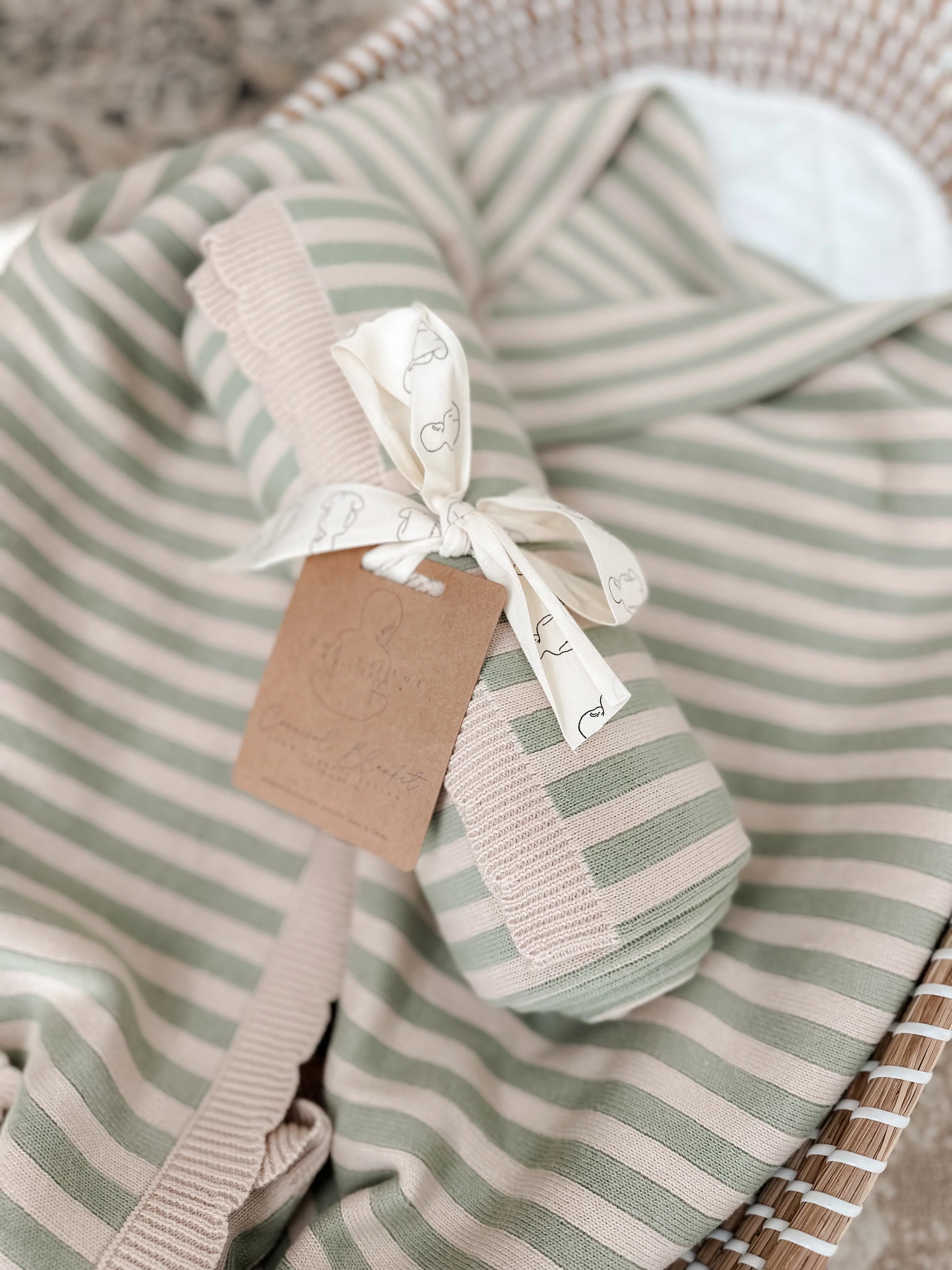 Pop Ya Tot Organic Cotton Baby Blanket - Soft & Breathable Sage Green for Nursery, Swaddling & Stroller - Eco-Friendly & Hypoallergenic