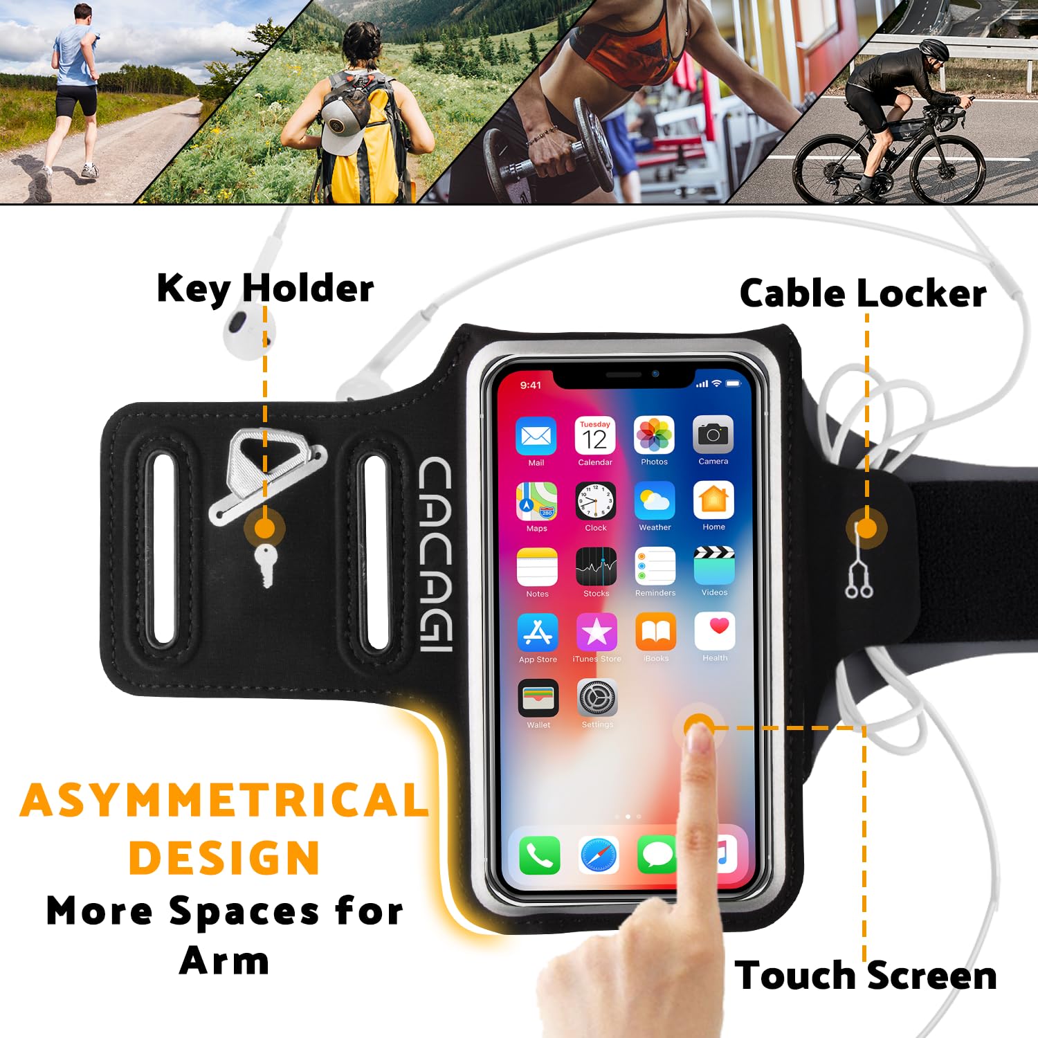 Sweatproof Running Armband for iPhone 15/14/13/12/11 Pro Max - Adjustable Phone Holder with Key Pocket & Card Slot - Perfect for Workout, Jogging, Gym & Outdoor Activities