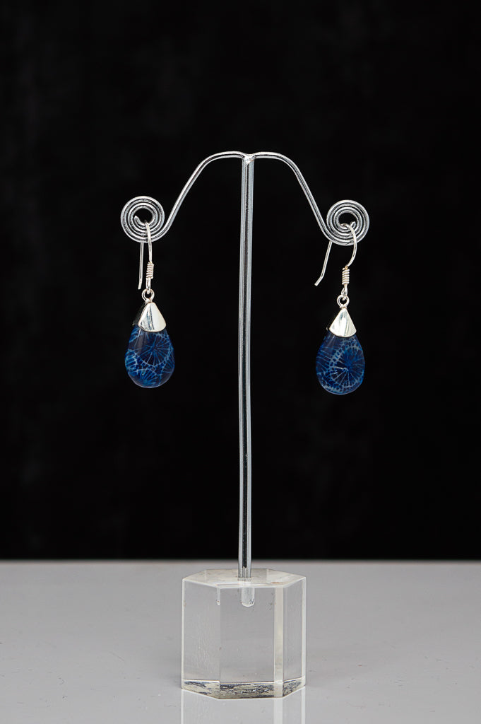 Blue Coral Earrings for Women - Handmade Boho Dangle Jewelry - Perfect for Beach Parties & Summer Outfits