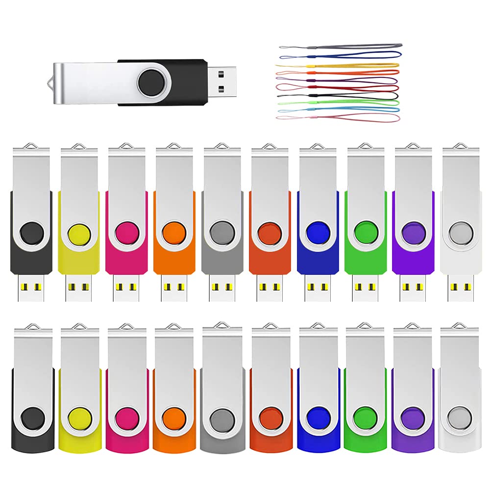 ABLAZE 128MB USB 2.0 Flash Drives 20-Pack with Lanyards - Bulk Storage for Office & School