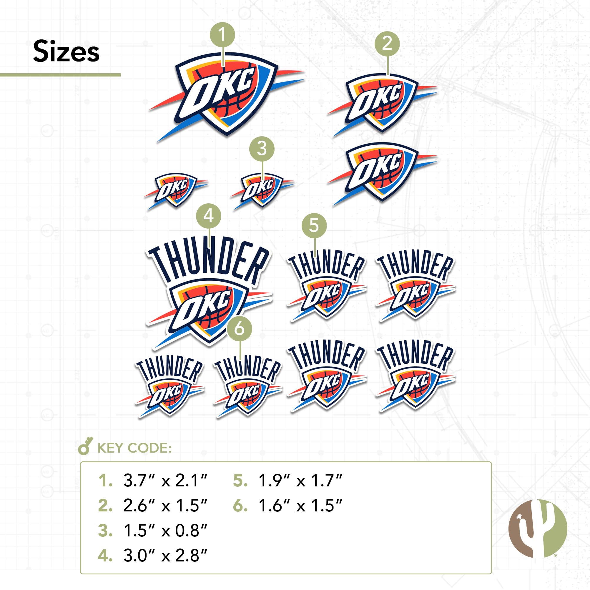 Officially Licensed OKC Thunder NBA Desert Cactus Vinyl Decal Sticker - Waterproof for Laptop, Water Bottle, Car & Scrapbooking - Perfect for Fans, Gifts & Home Decor