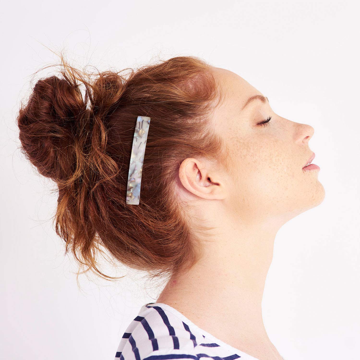 6-Piece Tortoise Shell Hair Barrettes Set - Medium French Snap Clips, Automatic Hair Clips for Women with Chic Patterns - Perfect for Work, Parties & Everyday Styling