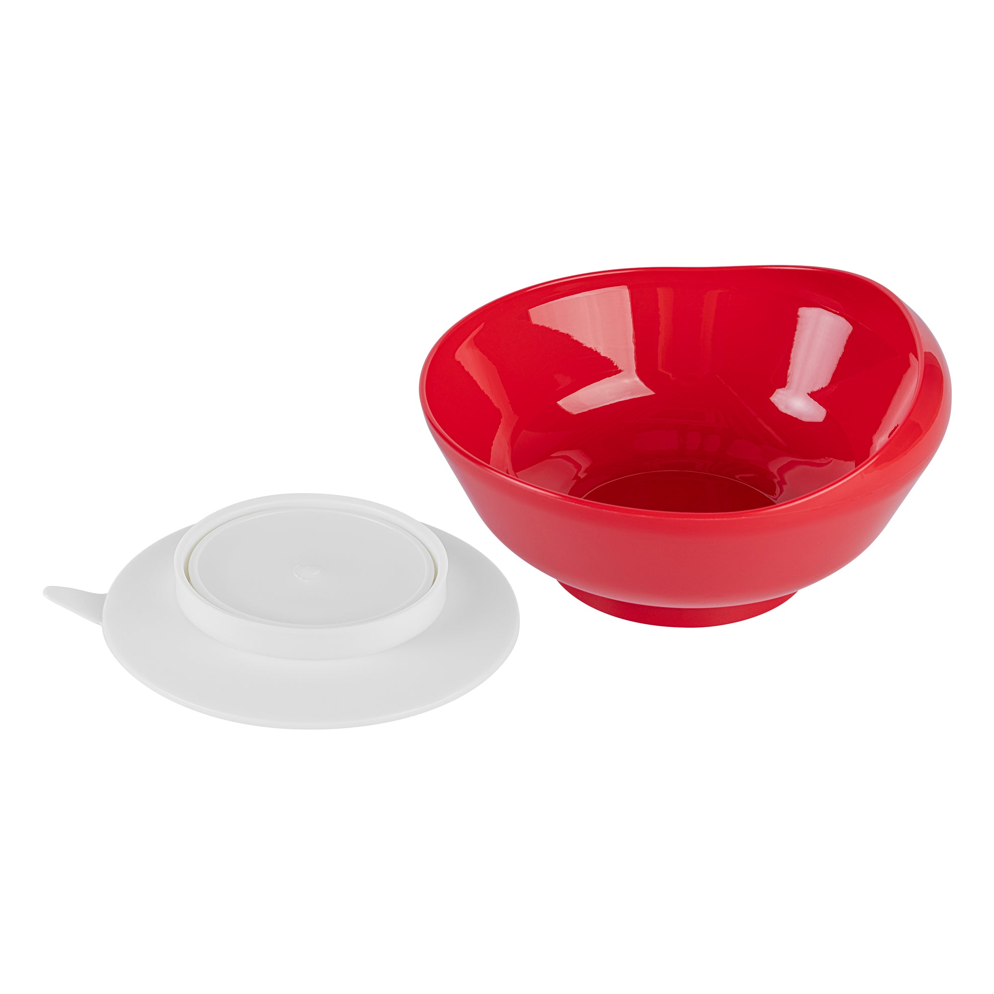 Adapt Tek 19 oz Spillproof Red Plastic Scoop Bowl with Suction Base - 5.75 x 5.75 x 3 Inches - Perfect for Baby Feeding, Pet Food, and Kitchen Storage (1 Count)