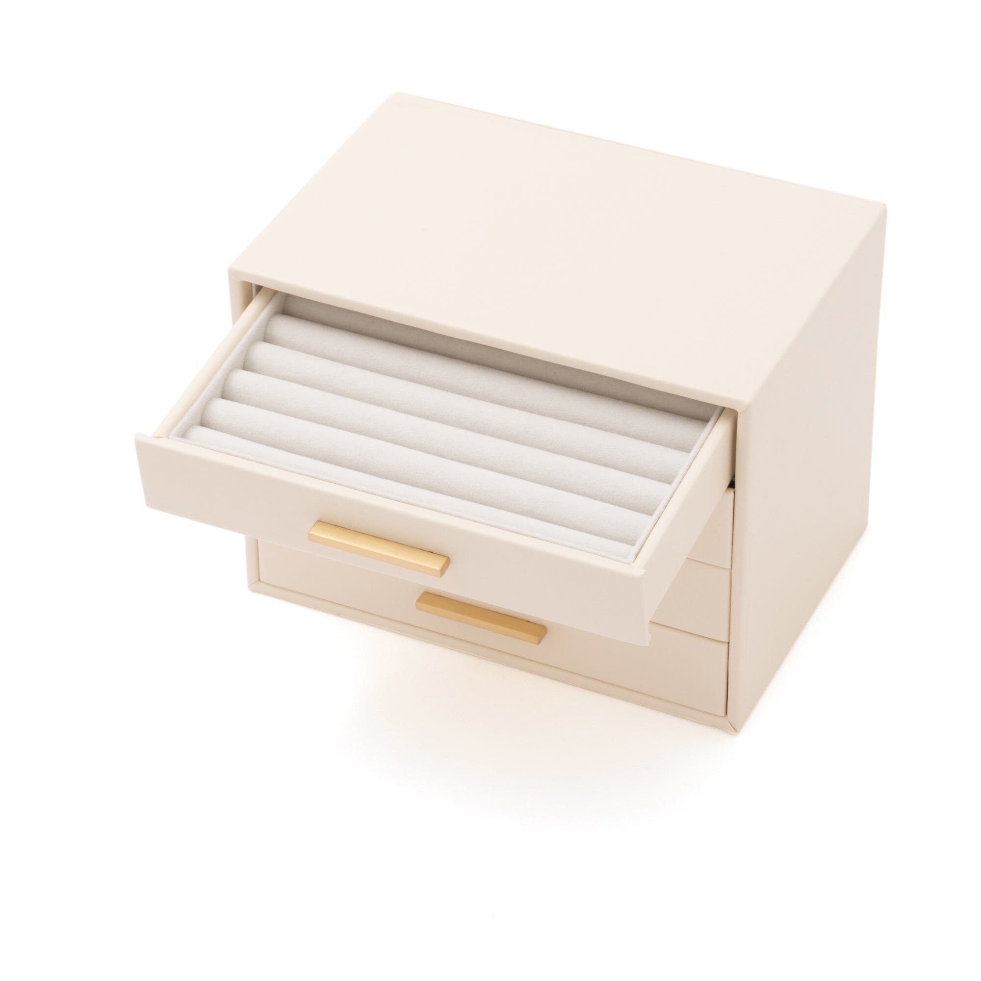 White 4-Section Drawer Jewelry Box - Perfect for Organizing Necklaces, Rings & Earrings on Dresser or Vanity