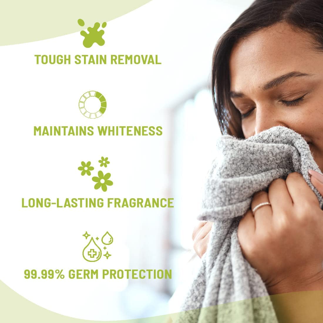 KIKGERM Natural Plant-Based Liquid Laundry Detergent - Top Load Washer Safe, Tough Stain Remover for Whites & Colors, Eco-Friendly, No Harmful Chemicals (1100ml, Pack of 2) - Perfect for Families, Sensitive Skin & Sustainable Living