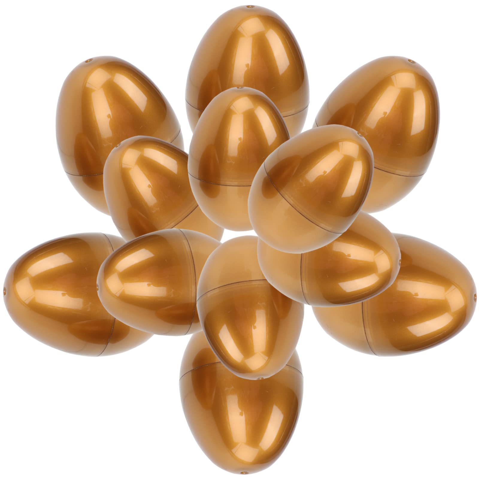 12PCS Plastic Fillable Golden Easter Eggs - DIY Party Supplies, Easter Basket Fillers for Candy, Chocolate & Surprise Gifts - Perfect for Easter Celebrations, Egg Hunts & Holiday Decorations