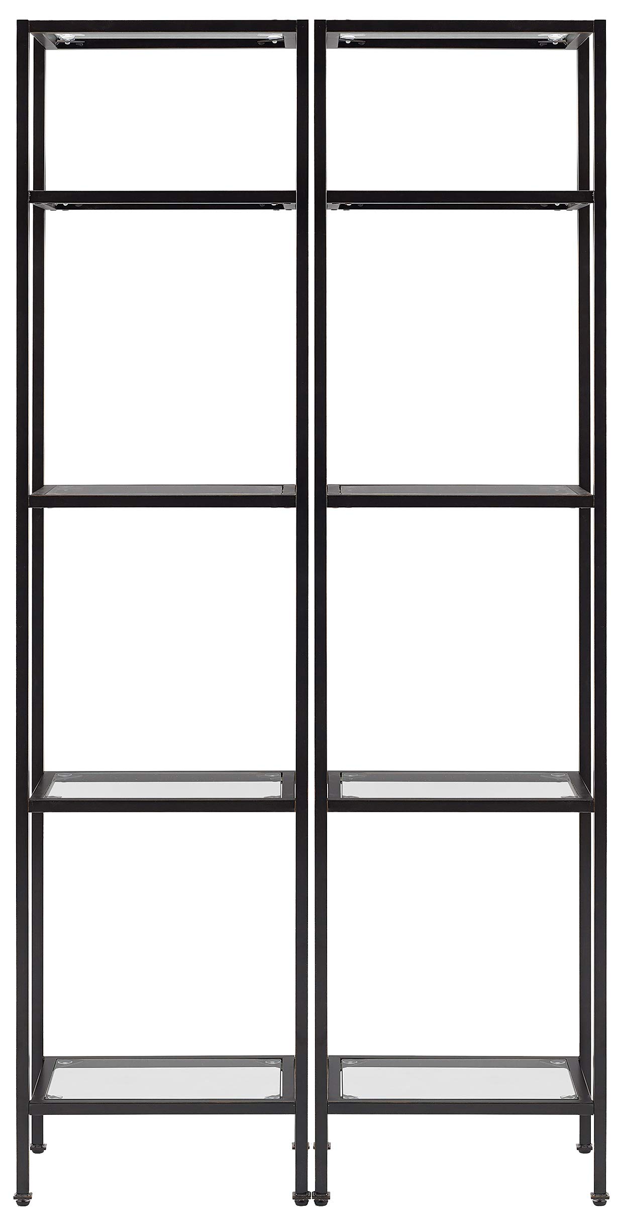 Crosley Aimee 2-Piece Bookshelf Set with Glass Shelves - Modern Bookcase Storage in Oil-Rubbed Bronze Finish for Living Room, Office & Home Decor